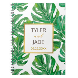 Waterverf Palm Leaves Personalized Wedding Notebo Notitieboek
