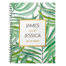 Waterverf Palm Leaves Personalized Wedding Notitieboek