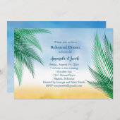 Waterverf Palm Leaves Rehearsal Dinner Kaart (Voorkant / Achterkant)