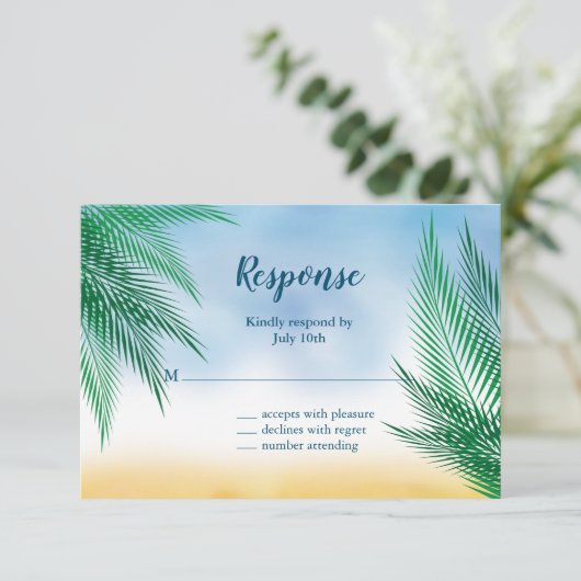Waterverf Palm Leaves RSVP (Staand voorkant)