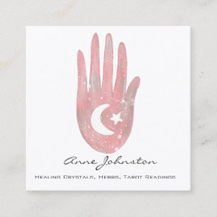 Waterverf palm met moon en sterren vierkante visitekaartje