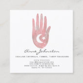 Waterverf palm met moon en sterren vierkante visitekaartje (Achterkant)