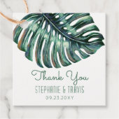 Waterverf Palm Monstera Tropisch Hartelijk dank Bedankjes Labels (Voorkant)