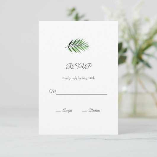 Waterverf Palm RSVP Kaartje (Staand voorkant)