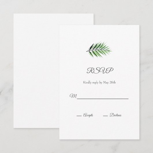 Waterverf Palm RSVP Kaartje (Voorkant / Achterkant)