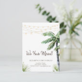 Waterverf Palm Slingerlichtjes Aankondigingskaart (Staand voorkant)