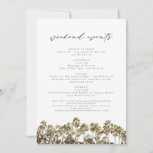 Waterverf Palm Springs bruiloft welkom route Kaart (Achterkant)