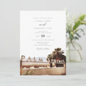 Waterverf Palm Springs Californië teken bruiloft Kaart (Staand voorkant)