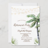 Waterverf Palm String Lights Retirement Party Kaart (Voorkant)