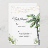 Waterverf Palm String Lights RSVP Kaart (Voorkant / Achterkant)