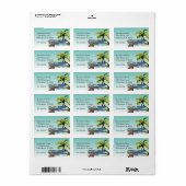 Waterverf Palm Tree Aqua Sky Nieuw adres Etiket (Full Sheet)