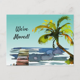 Waterverf Palm Tree Aqua Sky verhuisde naar Florid Aankondigingskaart