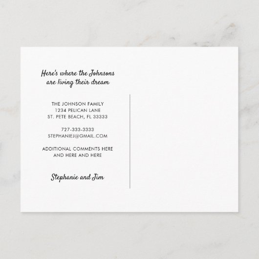 Waterverf Palm Tree Aqua Sky verhuisde naar Florid Aankondigingskaart (Achterkant)