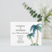 Waterverf Palm Tree Beach Adreswijziging Aankondigingskaart (Staand voorkant)