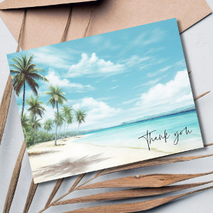 Waterverf Palm Tree Beach bruiloft Dank u Briefkaart