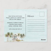 Waterverf Palm Tree Beach House Nieuw adres Briefkaart (Achterkant)