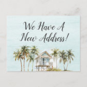 Waterverf Palm Tree Beach House Nieuw adres Briefkaart (Voorkant)