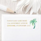 Waterverf Palm Tree Beach Island Retouradres Etiket (Insitu)