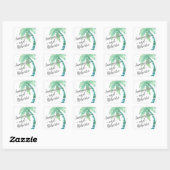 Waterverf Palm Tree Bestemming Trouwnamen Vierkante Sticker (Vel)