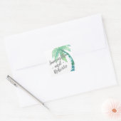 Waterverf Palm Tree Bestemming Trouwnamen Vierkante Sticker (Envelop)
