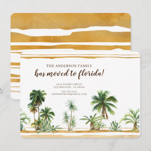 Waterverf Palm Tree Bewegende Aankondiging (Voorkant / Achterkant)