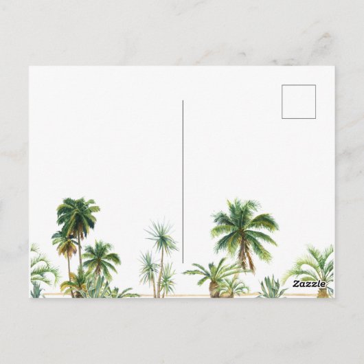 Waterverf Palm Tree Bewegende Aankondiging Briefkaart (Achterkant)