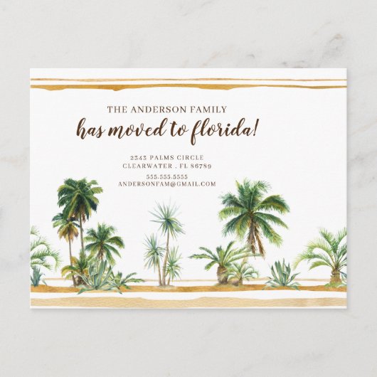 Waterverf Palm Tree Bewegende Aankondiging Briefkaart (Voorkant)