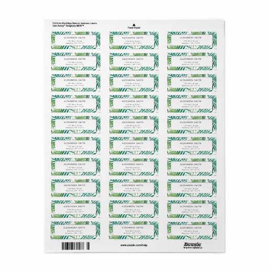Waterverf Palm Tree Chique retour adres label (Full Sheet)