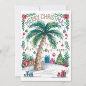 Waterverf Palm Tree Christmas Kaart (Voorkant)