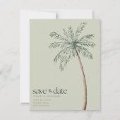 Waterverf Palm Tree Foto Strand Wedding Save The Date (Voorkant)
