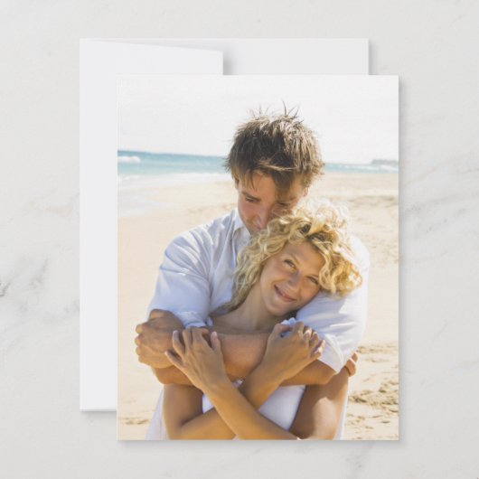 Waterverf Palm Tree Foto Strand Wedding Save The Date (Achterkant)