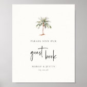 Waterverf Palm Tree Gastenboek teken Poster (Voorkant)