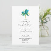 Waterverf Palm Tree Huwelijksuitnodiging (Staand voorkant)
