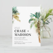 Waterverf Palm Tree Huwelijksuitnodigingen Kaart (Staand voorkant)