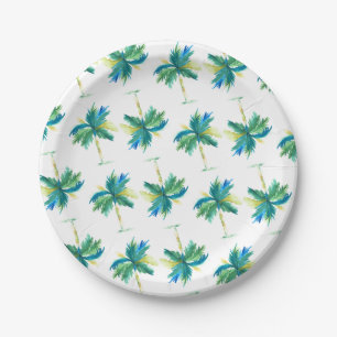 Waterverf Palm Tree Patroon Papier Borden Papieren Bordje