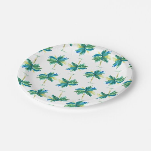 Waterverf Palm Tree Patroon Papier Borden Papieren Bordje (Gekanteld)
