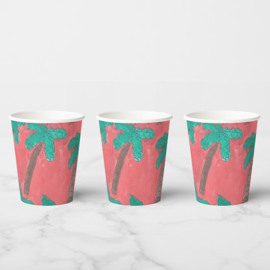 Waterverf Palm Tree Pattern Cup Papieren Bekers (Multi)