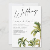 Waterverf Palm Tree Wedding Kaart (Voorkant)