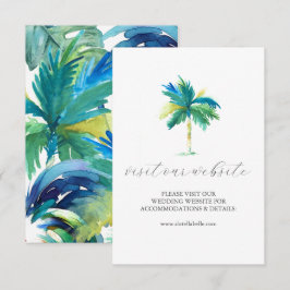 Waterverf Palm Tree Wedding Website Insert Kaart