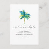 Waterverf Palm Tree Wedding Website Insert Kaart (Voorkant)