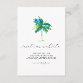 Waterverf Palm Tree Wedding Website Insert Kaart