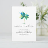 Waterverf Palm Tree Wedding Website Insert Kaart (Staand voorkant)