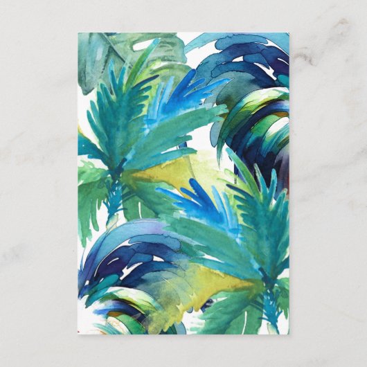 Waterverf Palm Tree Wedding Website Insert Kaart (Achterkant)