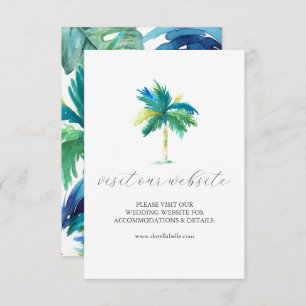 Waterverf Palm Tree Wedding Website Insert Kaart
