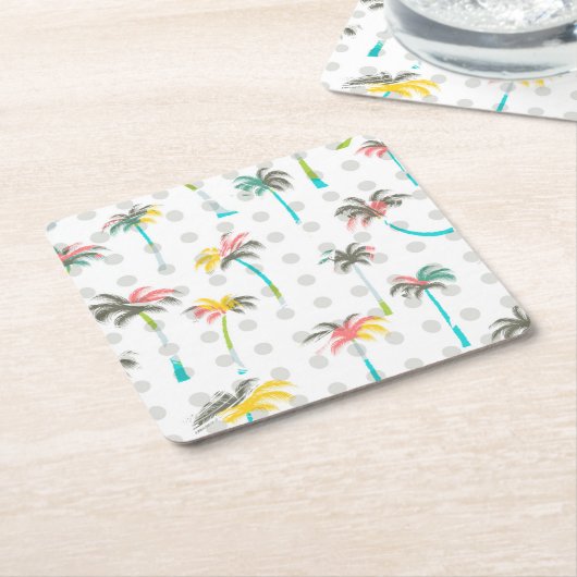 Waterverf Palm Trees 2 Kartonnen Onderzetters (Schuin)