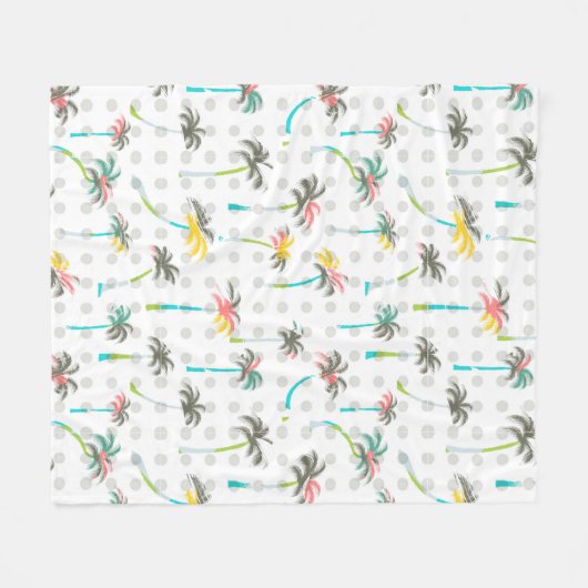 Waterverf Palm Trees Fleece Deken (Voorkant (Horizontaal))