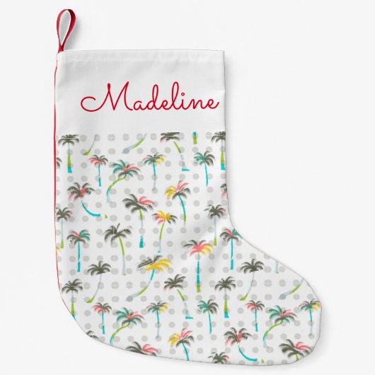 Waterverf Palm Trees | Jouw namen toevoegen Kleine Kerstsok (Voorkant)