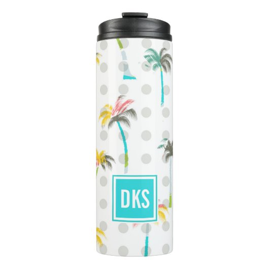 Waterverf Palm Trees | Monogram Thermosbeker (Voorkant)