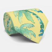 Waterverf Palm Trees Pastel Yellow Summer Stropdas (Opgerold)