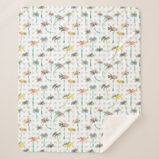 Waterverf Palm Trees Sherpa Deken (Voorkant)